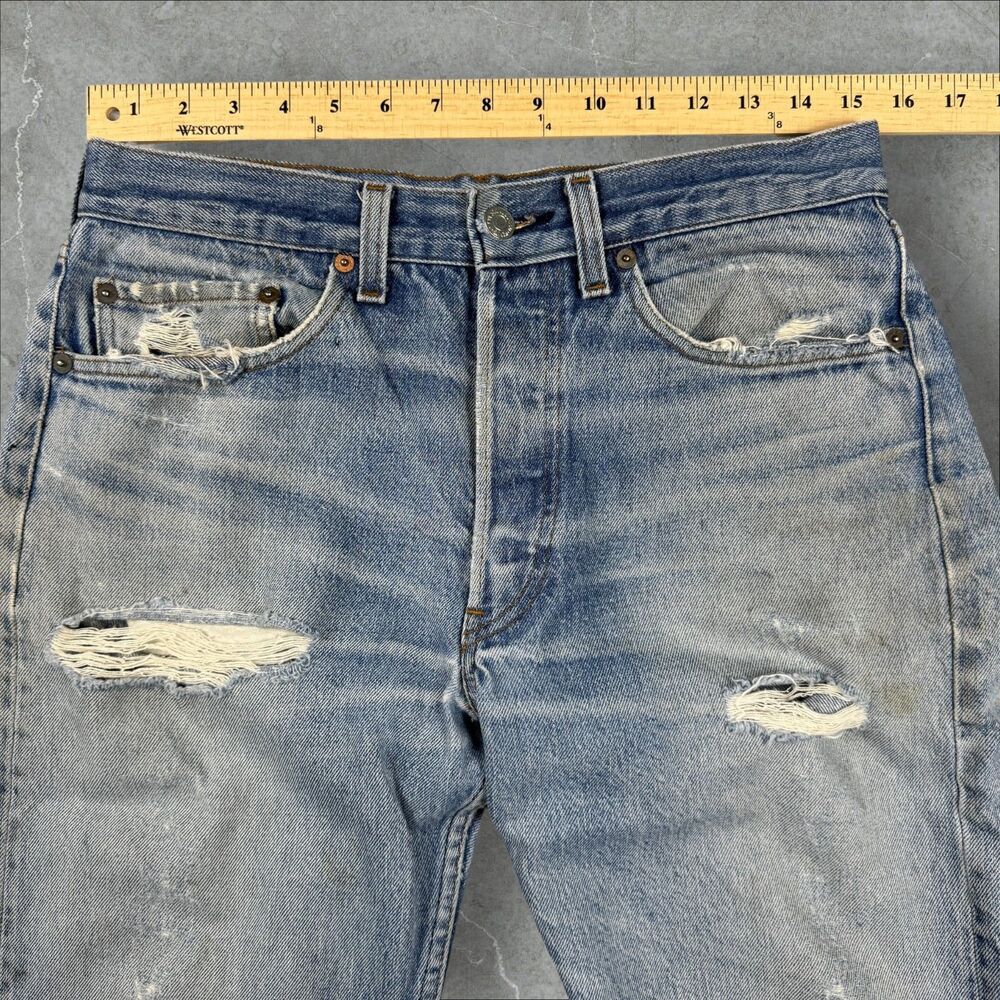 Vintage 70s Levis 501 XX Button Fly Faded Distressed Jeans 522 Stamped W32xL33 - Picture 9 of 12